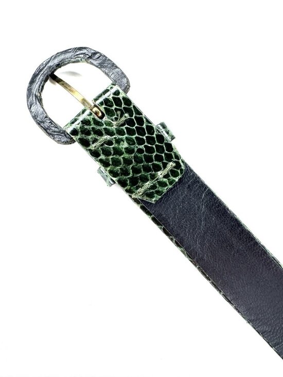 Oscar De La Renta Emerald Green 1 Inch Genuine Snakeskin Leather Belt Size S/M main image 6